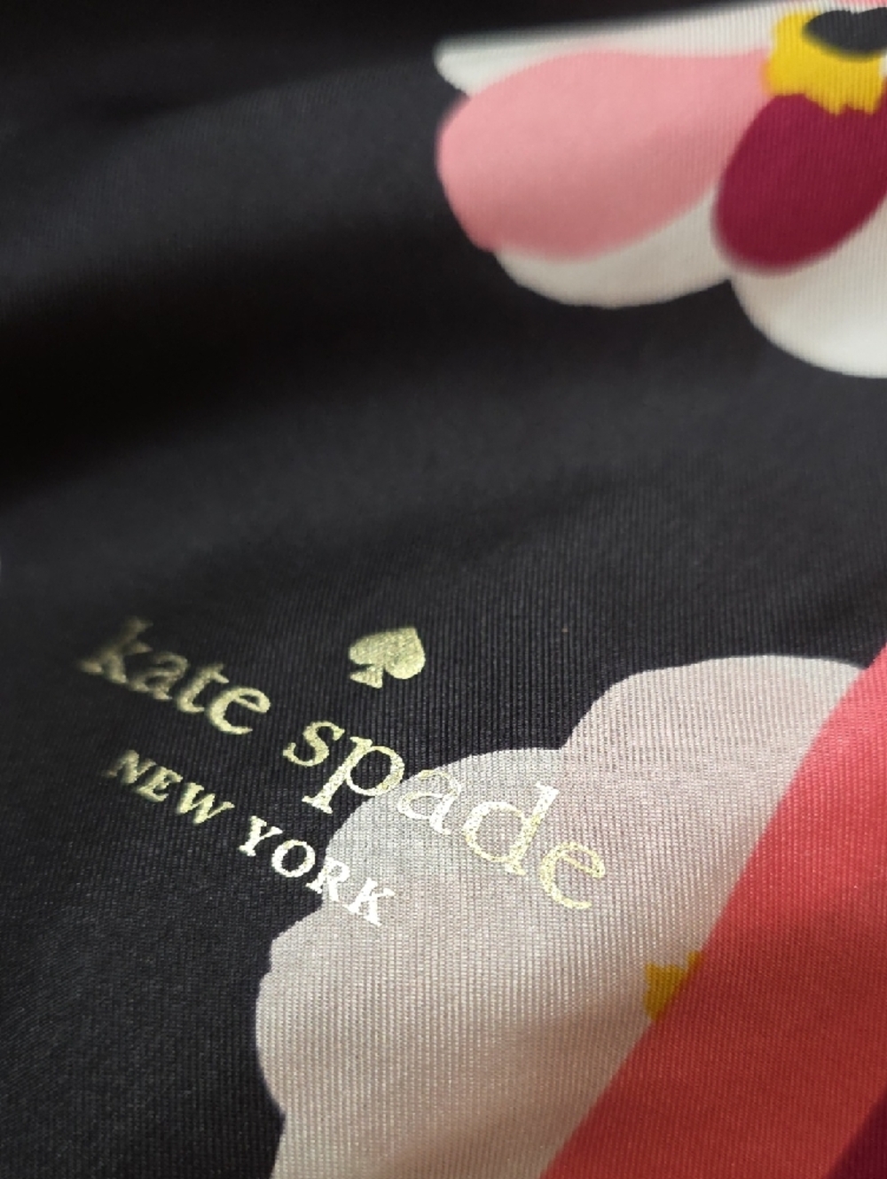 kate spade Black Silk Scarf with Pink and Magenta Floral Print - Picture 2 of 4